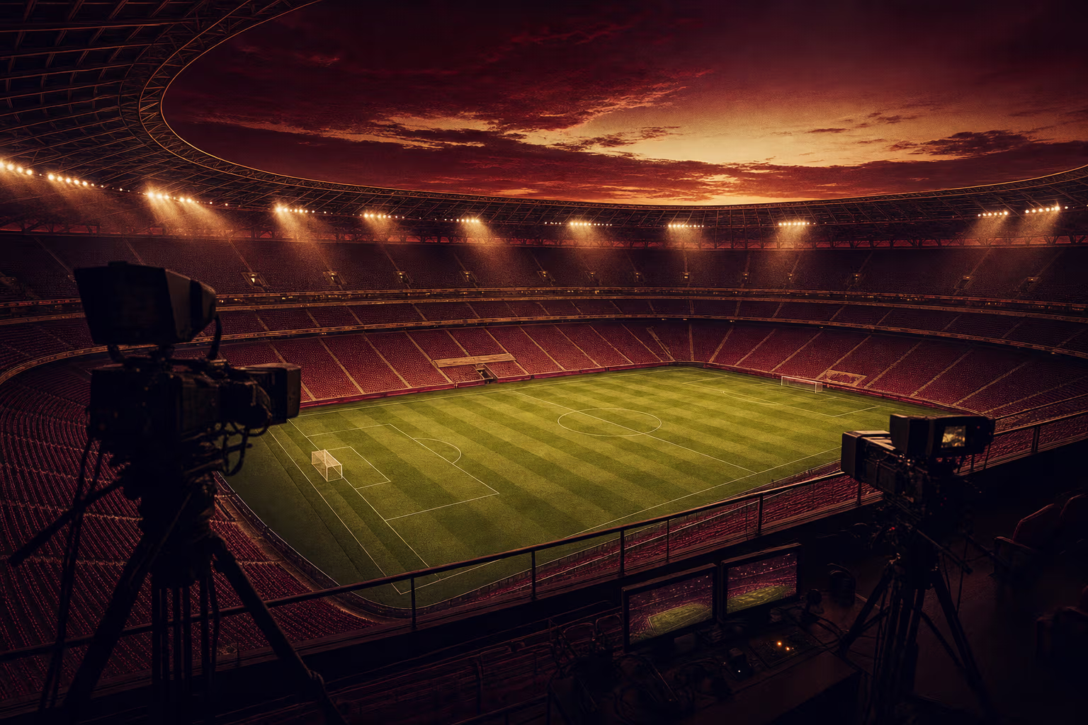 Ecran TV cu meci de fotbal Liga 1, atmosferă de seară
