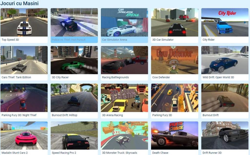Jocuri online cu mașini